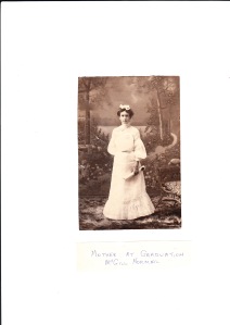 My grandmother upon her graduation from McGill University, circa 1906. Photo and copyright, Robert H. Anderson and family.